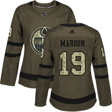 Adidas Oilers #19 Patrick Maroon Green Salute to Service Women's Stitched NHL Jersey