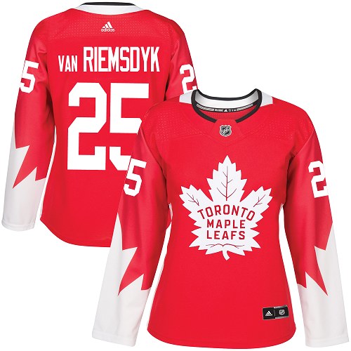 Adidas Maple Leafs #25 James Van Riemsdyk Red Team Canada Authentic Women's Stitched NHL Jersey