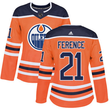 Adidas Oilers #21 Andrew Ference Orange Home Authentic Women's Stitched NHL Jersey