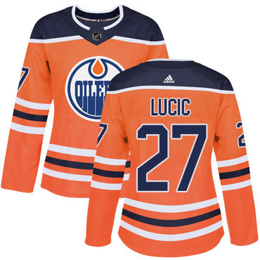 Adidas Oilers #27 Milan Lucic Orange Home Authentic Women's Stitched NHL Jersey