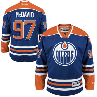 Oilers #97 Connor McDavid blue C Patch Stitched NHL women Jersey