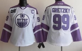 women edmonton oilers 99 wayne gretzky white fights cancer hockey jersey