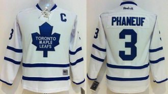 Youth NHL Maple Leafs #3 Dion Phaneuf White Stitched Jersey