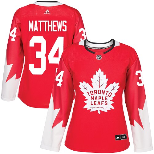 Maple Leafs #34 Auston Matthews Red Alternate Women's Stitched NHL Jersey