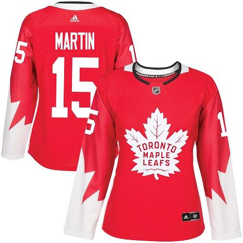 Maple Leafs #15 Matt Martin Red Alternate Women's Stitched NHL Jersey