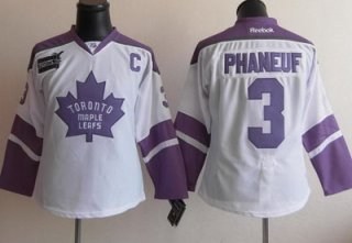 women toronto maple leafs 3 dion phaneuf fights cancer hockey jersey white