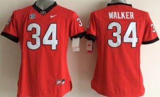 Women's Bulldogs #34 Herschel Walker Red Stitched NCAA Jersey