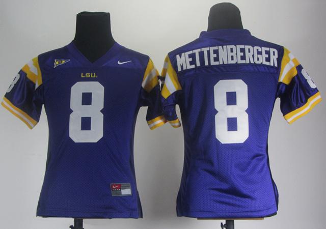 Women NEW LSU Tigers Zach Mettenberger 8 Purple College Football Jerseys