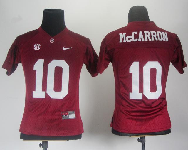 Women Alabama Crimson Tide 10 AJ McCarron Red College Football NCAA Jerseys