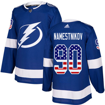 Adidas Lightning #90 Vladislav Namestnikov Blue Home Authentic USA Flag Stitched Youth NHL Jersey