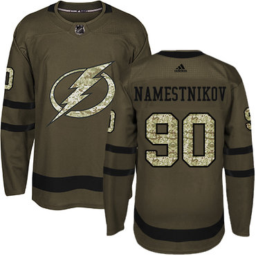 Adidas Lightning #90 Vladislav Namestnikov Green Salute to Service Stitched Youth NHL Jersey