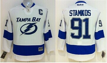 Youth NHL Tampa Bay Lightning #91 Steven Stamkos White Jersey