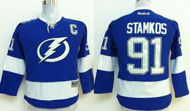 Youth NHL Tampa Bay Lightning #91 Steven Stamkos Royal Blue Jersey