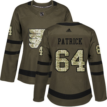 Adidas Flyers #64 Nolan Patrick Green Salute to Service Women's Stitched NHL Jersey