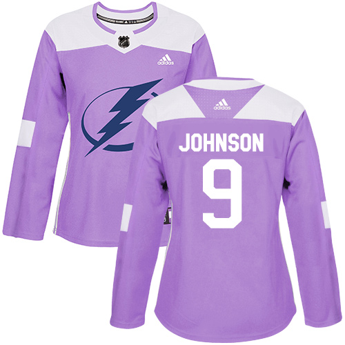 Adidas Lightning #9 Tyler Johnson Purple Authentic Fights Cancer Women's Stitched NHL Jersey