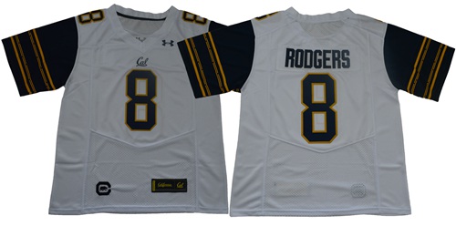 Golden Bears #8 Aaron Rodgers White Premier Stitched NCAA Jersey