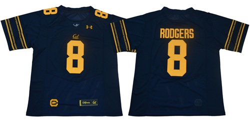 Golden Bears #8 Aaron Rodgers Navy Blue Premier Stitched NCAA Jersey