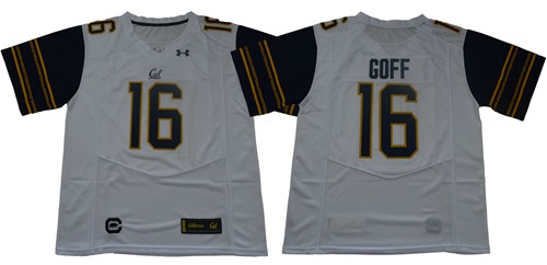 Golden Bears #16 Jared Goff White Premier Stitched NCAA Jersey