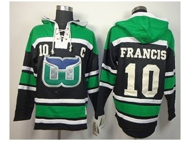 nhl jerseys hartford whalers #10 francis black-green(pullover hooded sweatshirt)(patch C)