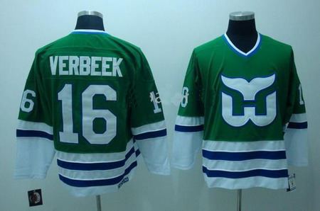 Hartford Whalers 16 Verbeek Green Color CCM Hockey Jerseys