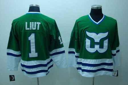 Hartford Whalers 1 Mike Liut Green Hockey Jerseys