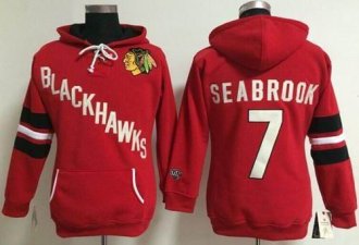 Women's NHL Blackhawks #7 Brent Seabrook Red Old Time Heidi Hoodie