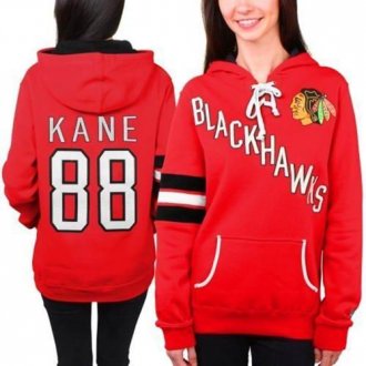 Women's Chicago Blackhawks #88 Patrick Kane Red Old Time Heidi NHL Hoodie