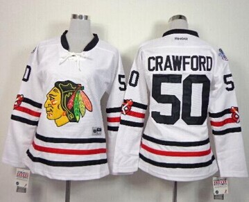 Women's Blackhawks #50 Corey Crawford White 2015 Winter Classic NHL Jersey