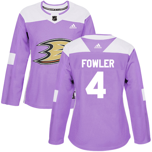 Adidas Ducks #4 Cam Fowler Purple Authentic Fights Cancer Women's Stitched NHL Jersey