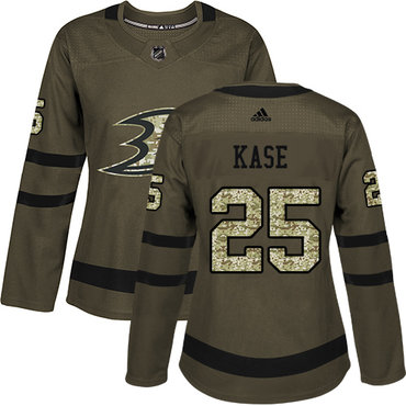 Adidas Ducks #25 Ondrej Kase Green Salute to Service Women's Stitched NHL Jersey