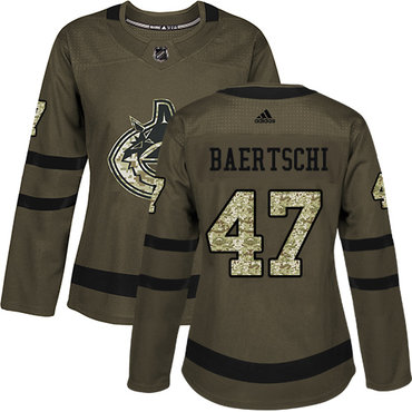 Adidas Canucks #47 Sven Baertschi Green Salute to Service Women's Stitched NHL Jersey