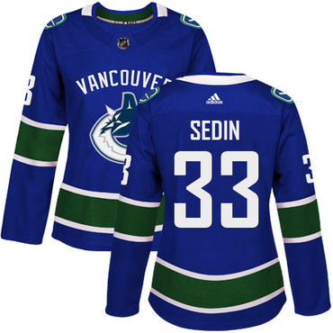 Adidas Canucks #33 Henrik Sedin Blue Home Authentic Women's Stitched NHL Jersey