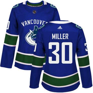 Adidas Canucks #30 Ryan Miller Blue Home Authentic Women's Stitched NHL Jersey