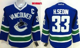 Women Vancouver Canucks #33 Henrik Sedin Blue Home Stitched NHL Jersey