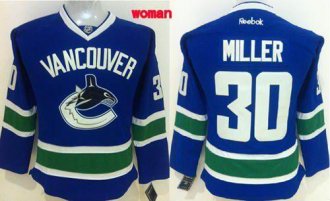 Women Canucks #30 Ryan Miller Blue Home Stitched NHL Jersey