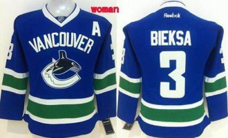 Women Canucks #3 Kevin Bieksa Blue Home Stitched NHL Jersey