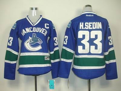 women vancouver canucks 33 h.sedin blue jerseys