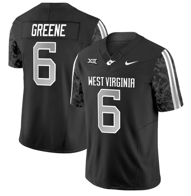 Men's West Virginia Mountaineers #6 Garrett Greene Black F.U.S.E. Stitched Jersey