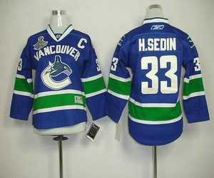 youth nhl jerseys vancouver canucks #33 h.sedin blue(2011 stanley cup)