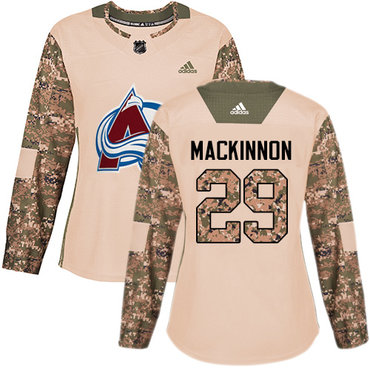 Adidas Avalanche #29 Nathan MacKinnon Camo Authentic 2017 Veterans Day Women's Stitched NHL Jersey