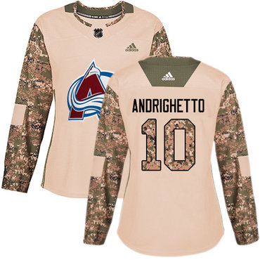 Adidas Avalanche #10 Sven Andrighetto Camo Authentic 2017 Veterans Day Women's Stitched NHL Jersey