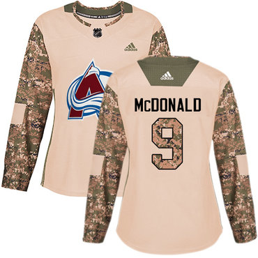 Adidas Avalanche #9 Lanny McDonald Camo Authentic 2017 Veterans Day Women's Stitched NHL Jersey