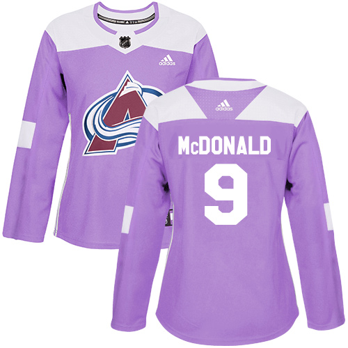 Adidas Avalanche #9 Lanny McDonald Purple Authentic Fights Cancer Women's Stitched NHL Jersey