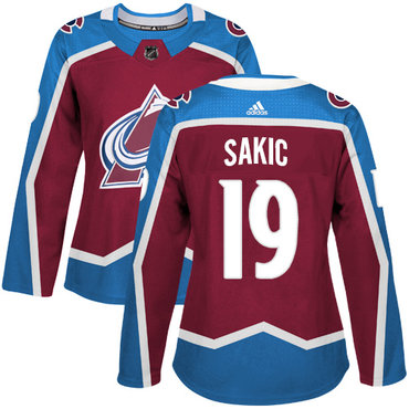 Adidas Avalanche #19 Joe Sakic Burgundy Home Authentic Women's Stitched NHL Jersey