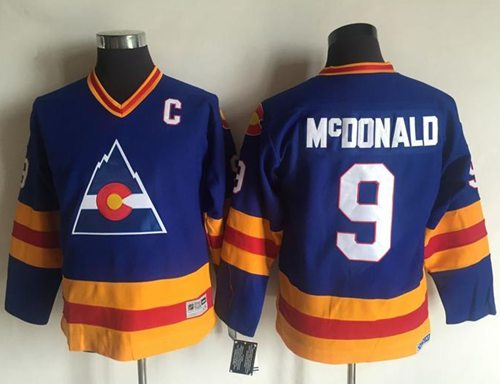 Avalanche #9 Lanny McDonald Blue CCM Throwback Stitched Youth NHL Jersey