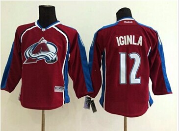 Youth Avalanche #12 Jarome Iginla Red Stitched NHL Jersey