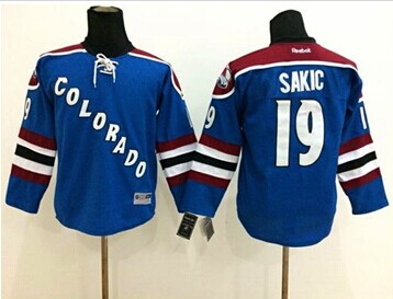 Youth Avalanche #19 Joe Sakic Blue Stitched NHL Jersey