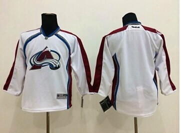 Youth Avalanche Blank White Stitched NHL Jersey