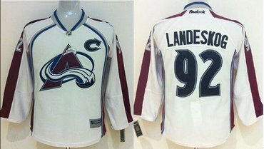 Youth NHL Colorado Avalanche #92 Gabriel Landeskog White Stitched Jersey