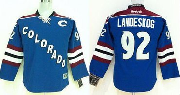 Youth NHL Colorado Avalanche #92 Gabriel Landeskog Blue Stitched Jersey